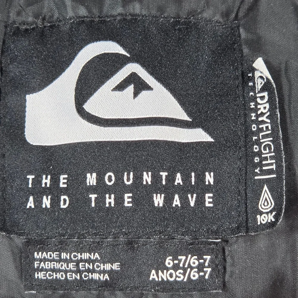 Quiksilver Snow Jacket Kids Size 6-7 Black Good DryFlight 10K Grow System Print
